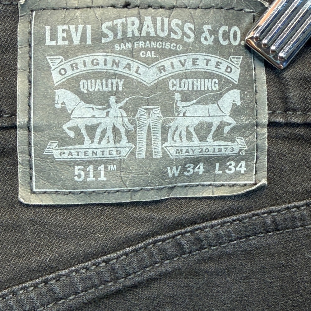 Levi's Jeans Mens 34x34 Black Cotton 511 Slim Fit Mid Rise Solid Stretch Casual - Picture 7 of 8